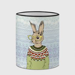 Кружка 3D Кролик хипстер, цвет: 3D-черный кант — фото 2