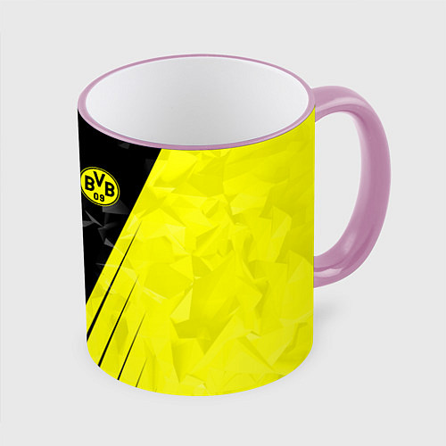 Кружка цветная FC Borussia Dortmund: Abstract / 3D-Розовый кант – фото 1