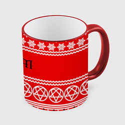 Кружка 3D Праздничный HIM, цвет: 3D-красный кант