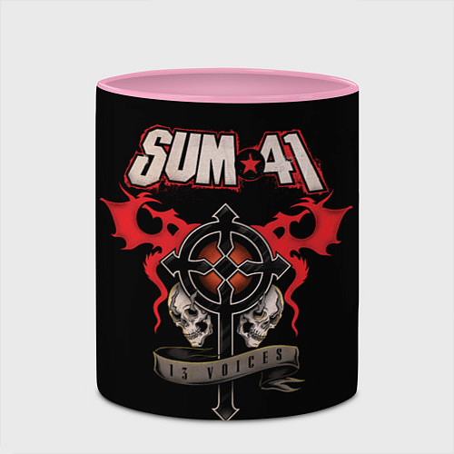 Кружка цветная Sum 41: 13 Voices / 3D-Белый + розовый – фото 2