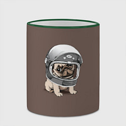 Кружка 3D Мопс космонавт, цвет: 3D-зеленый кант — фото 2