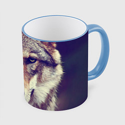 Кружка 3D Angry Wolf, цвет: 3D-небесно-голубой кант