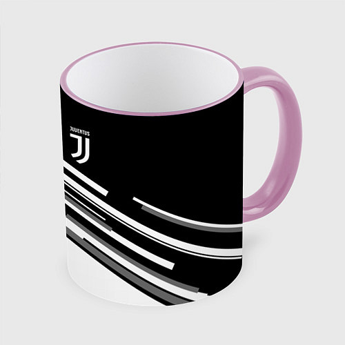 Кружка цветная FC Juventus: B&W Line / 3D-Розовый кант – фото 1