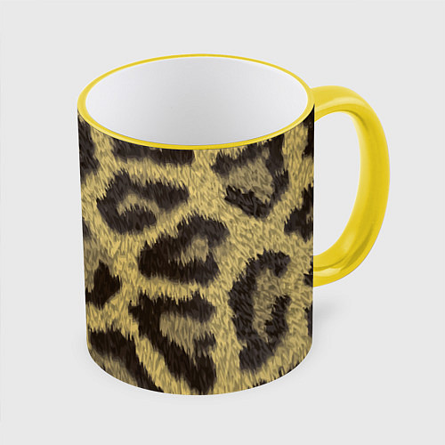 Кружка цветная Шкура гепарда / 3D-Желтый кант – фото 1