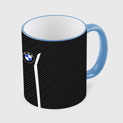 Кружка цветная BMW CARBON БМВ КАРБОН / 3D-Небесно-голубой кант – фото 1