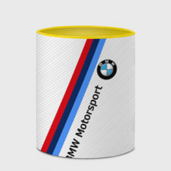 Кружка 3D BMW Motorsport: White Carbon, цвет: 3D-белый + желтый — фото 2