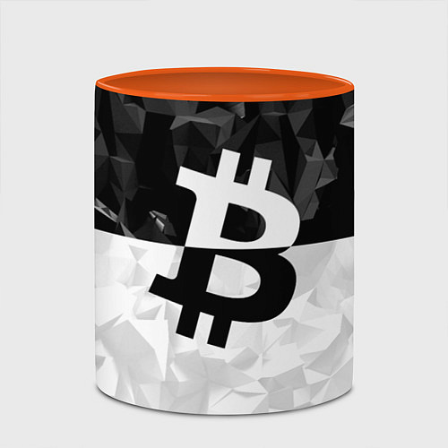 Кружка цветная Bitcoin: Poly Style / 3D-Белый + оранжевый – фото 2