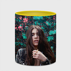 Кружка 3D Dua Lipa: Floral, цвет: 3D-белый + желтый — фото 2