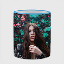 Кружка 3D Dua Lipa: Floral, цвет: 3D-небесно-голубой кант — фото 2