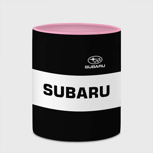 Кружка цветная Subaru: Black Sport / 3D-Белый + розовый – фото 2