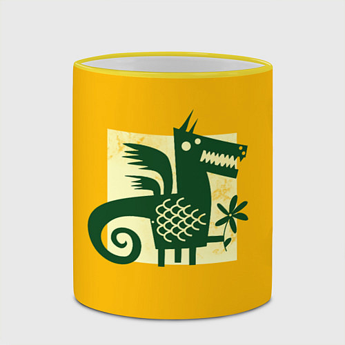 Кружка цветная Сказочный дракон / 3D-Желтый кант – фото 2