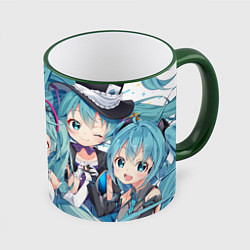 Кружка 3D Hatsune Miku, цвет: 3D-зеленый кант