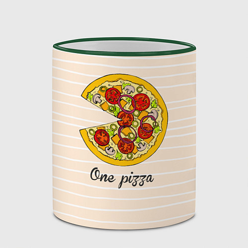 Кружка цветная One Love - One pizza / 3D-Зеленый кант – фото 2