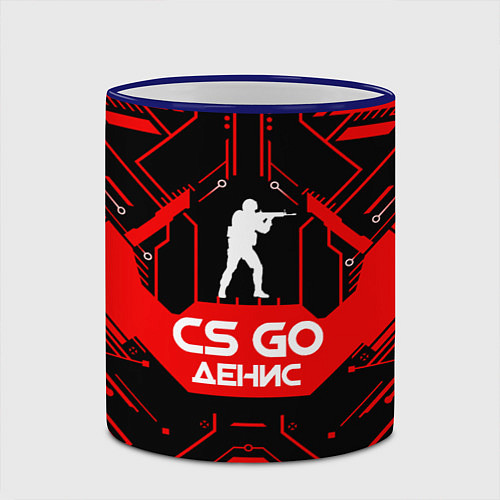 Кружка цветная CS:GO - Денис / 3D-Синий кант – фото 2