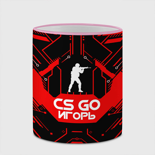 Кружка цветная CS:GO - Игорь / 3D-Розовый кант – фото 2