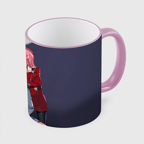 Кружка цветная Darling in the FranXX / 3D-Розовый кант – фото 1