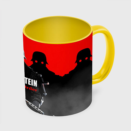 Кружка цветная Wolfenstein: The New Order / 3D-Белый + желтый – фото 1