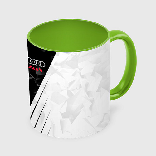Кружка цветная Audi: Black Poly / 3D-Белый + светло-зеленый – фото 1
