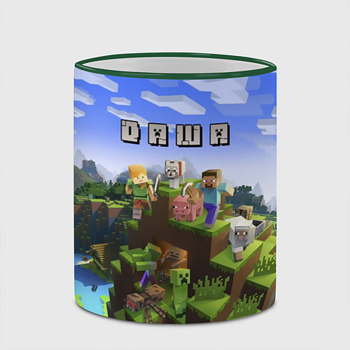 Кружка цветная Minecraft: Даша / 3D-Зеленый кант – фото 2