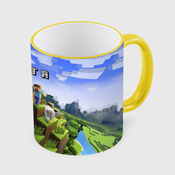 Кружка 3D Minecraft: Настя, цвет: 3D-желтый кант