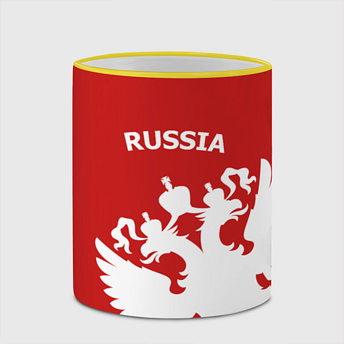 Кружка цветная Russia: Red & White / 3D-Желтый кант – фото 2