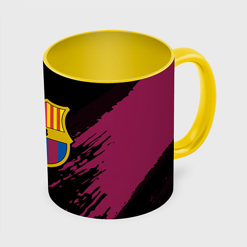 Кружка цветная Barcelona FC: Sport Fashion / 3D-Белый + желтый – фото 1