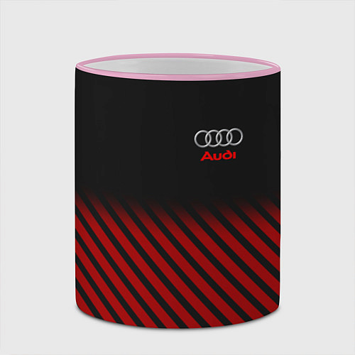Кружка цветная Audi: Red Lines / 3D-Розовый кант – фото 2