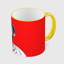 Кружка 3D Райан Гослинг, цвет: 3D-желтый кант