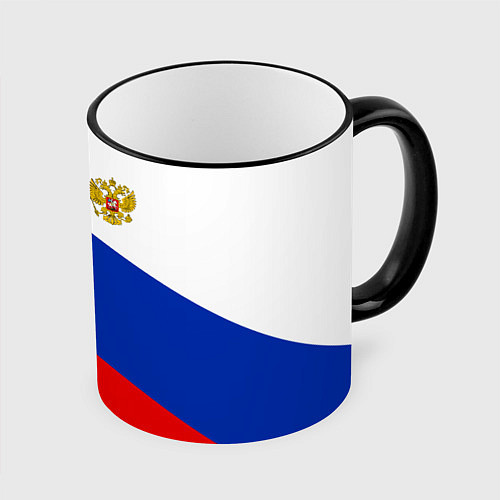 Кружка цветная Russia: Geometry Tricolor / 3D-Черный кант – фото 1