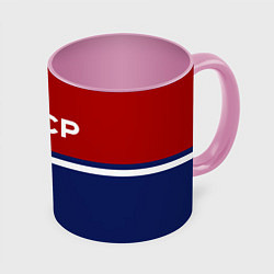 Кружка 3D СССР: Спортсмен, цвет: 3D-белый + розовый