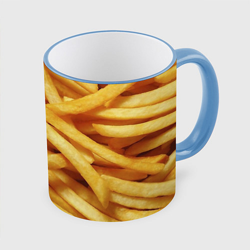 Кружка цветная Картофель фри / 3D-Небесно-голубой кант – фото 1