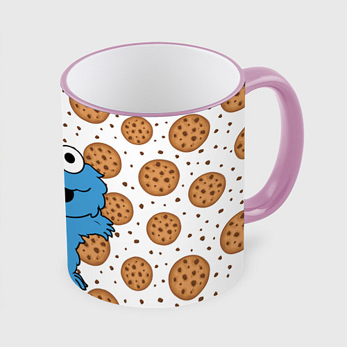 Кружка цветная Cookie Monster / 3D-Розовый кант – фото 1