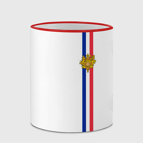 Кружка цветная Франция: лента с гербом / 3D-Красный кант – фото 2