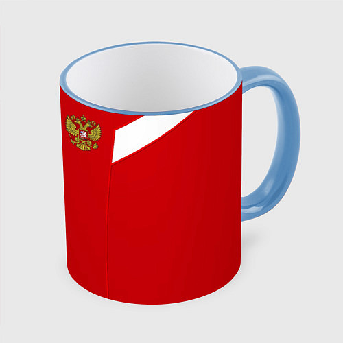 Кружка цветная Россия: Акинфеев ЧМ-2018 / 3D-Небесно-голубой кант – фото 1
