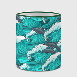 Кружка 3D Лазурные дельфины, цвет: 3D-зеленый кант — фото 2