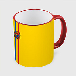 Кружка 3D Молдавия: лента с гербом, цвет: 3D-красный кант