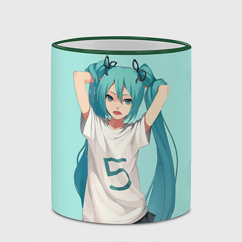 Кружка цветная Hatsune Miku / 3D-Зеленый кант – фото 2