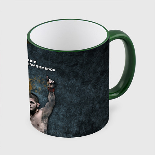 Кружка цветная Aka Khabib / 3D-Зеленый кант – фото 1