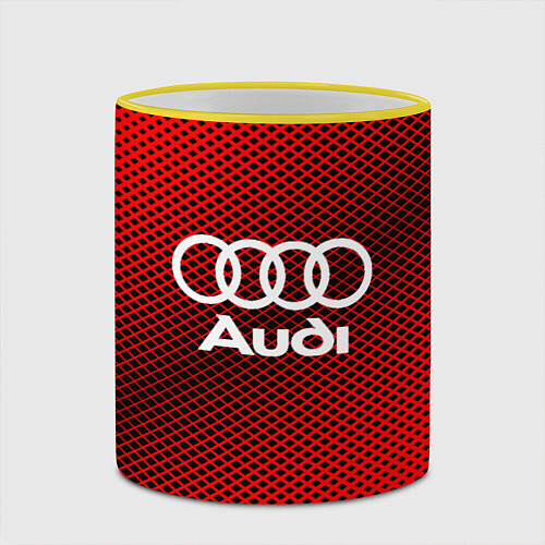 Кружка цветная Audi: Red Carbon / 3D-Желтый кант – фото 2