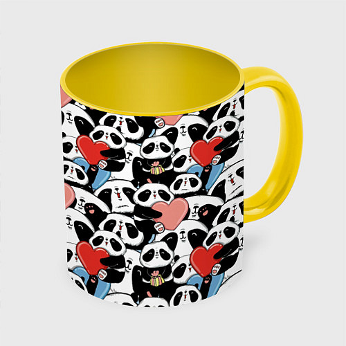 Кружка цветная Funny Pandas / 3D-Белый + желтый – фото 1