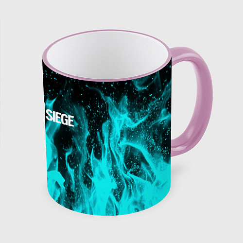 Кружка цветная R6S: Turquoise Flame / 3D-Розовый кант – фото 1