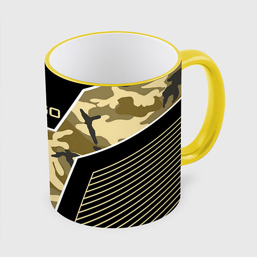 Кружка цветная CS:GO Khaki Camo / 3D-Желтый кант – фото 1