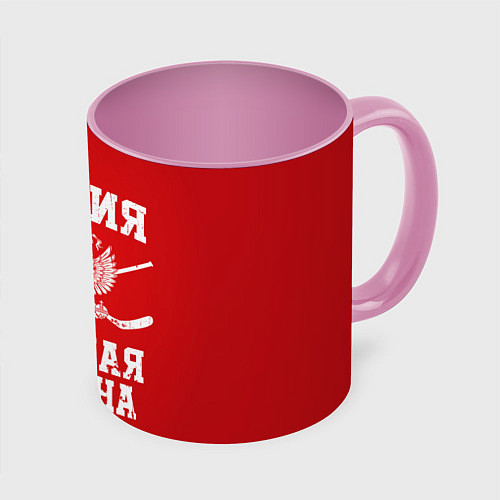 Кружка цветная Россия: Красная машина / 3D-Белый + розовый – фото 1
