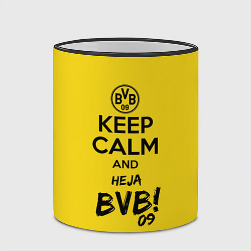 Кружка цветная Keep Calm & Heja BVB / 3D-Черный кант – фото 2
