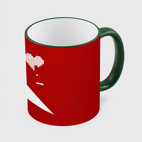 Кружка цветная Игра в сердца / 3D-Зеленый кант – фото 1
