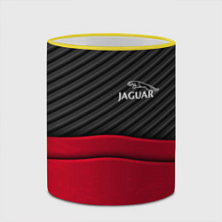 Кружка 3D Jaguar: Red Carbon, цвет: 3D-желтый кант — фото 2