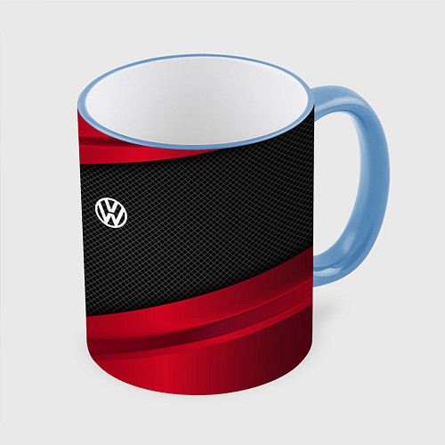 Кружка цветная Volkswagen: Red Sport / 3D-Небесно-голубой кант – фото 1