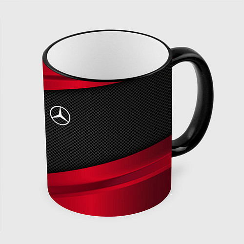 Кружка цветная Mercedes Benz: Red Sport / 3D-Черный кант – фото 1