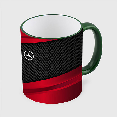 Кружка цветная Mercedes Benz: Red Sport / 3D-Зеленый кант – фото 1