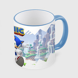 Кружка 3D Sonic Stories, цвет: 3D-небесно-голубой кант